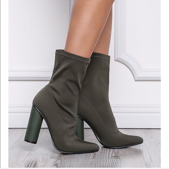 ladies pointed toe high heels short boots - Picture 4 of 4